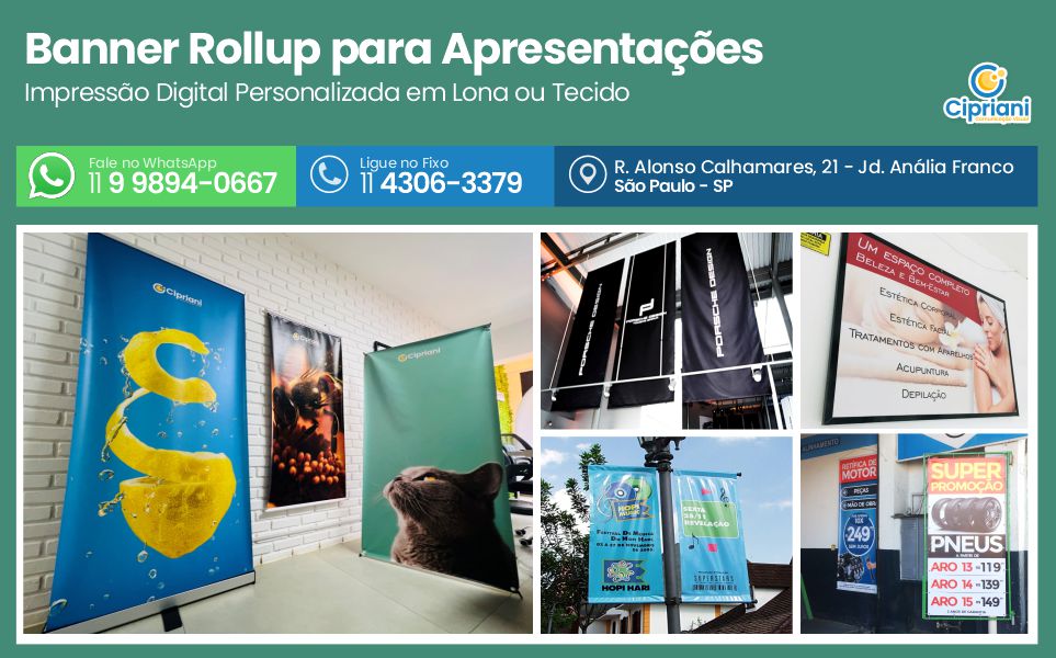 Banner Rollup para Apresentações Personalizado | Cipriani Comunicação Visual em São Paulo SP