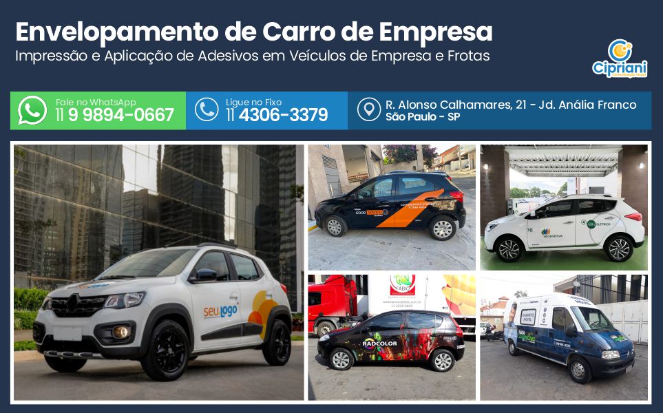 Envelopamento de Carro de Empresa  | Cipriani Comunicação Visual em São Paulo SP
