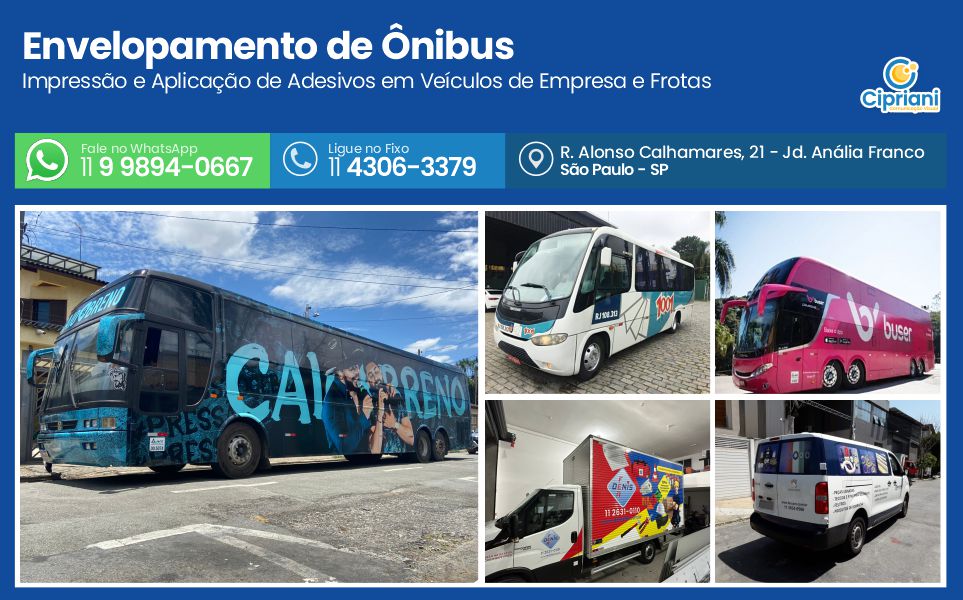 Envelopamento de Ônibus  | Cipriani Comunicação Visual em São Paulo SP