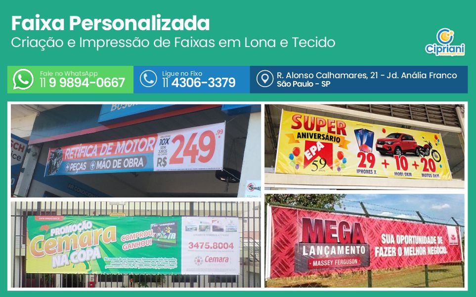 Faixa Personalizada  | Cipriani Comunicação Visual em São Paulo SP