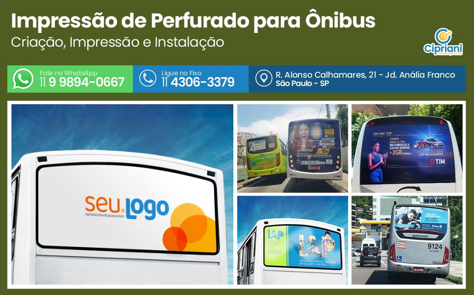 Impressão de Adesivo Perfurado para Ônibus | Cipriani Comunicação Visual em São Paulo SP