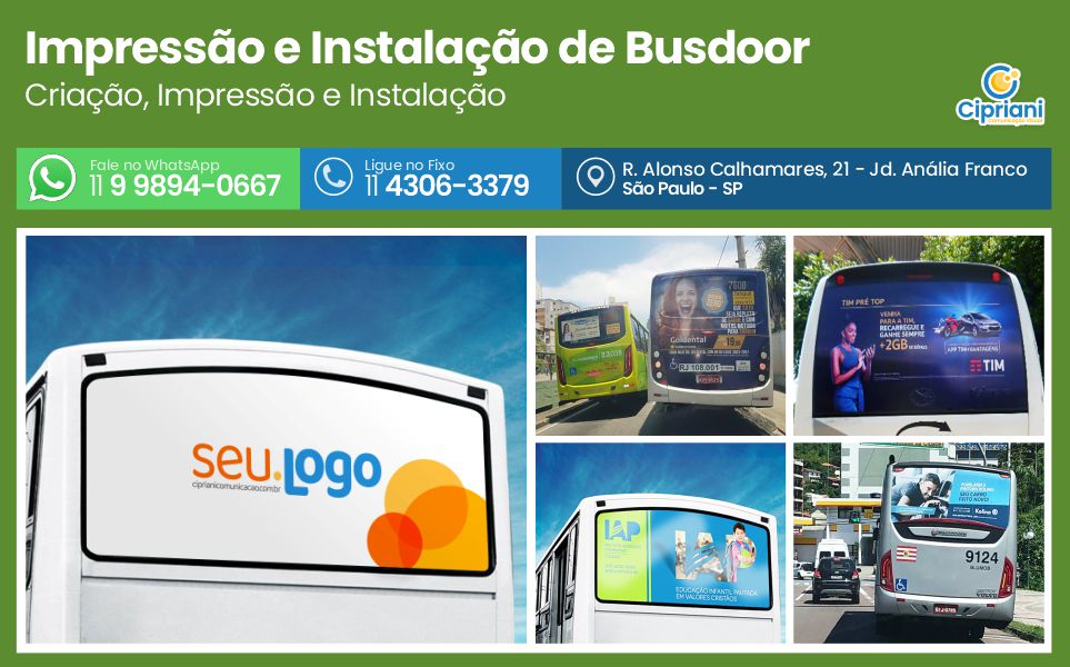 Impressão e Instalação de Busdoor  | Cipriani Comunicação Visual em São Paulo SP