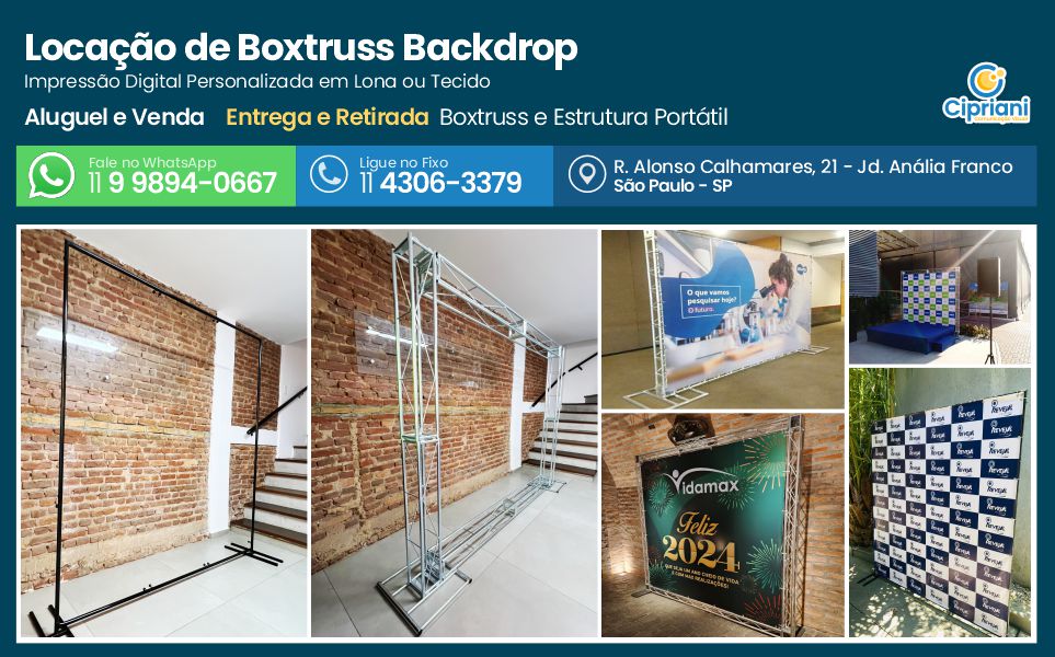 Locação de Boxtruss Backdrop | Cipriani Comunicação Visual em São Paulo SP
