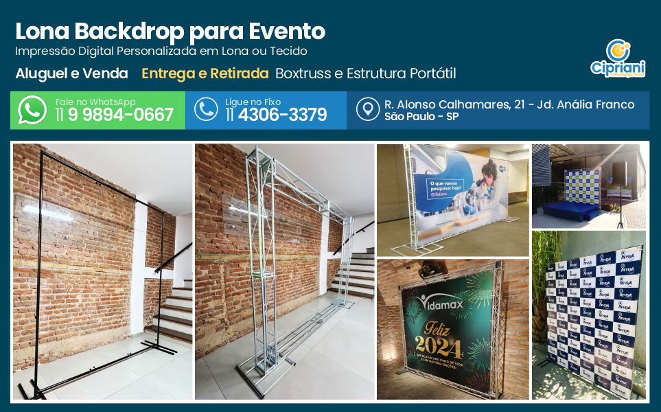 Lona Backdrop para Evento  | Cipriani Comunicação Visual em São Paulo SP
