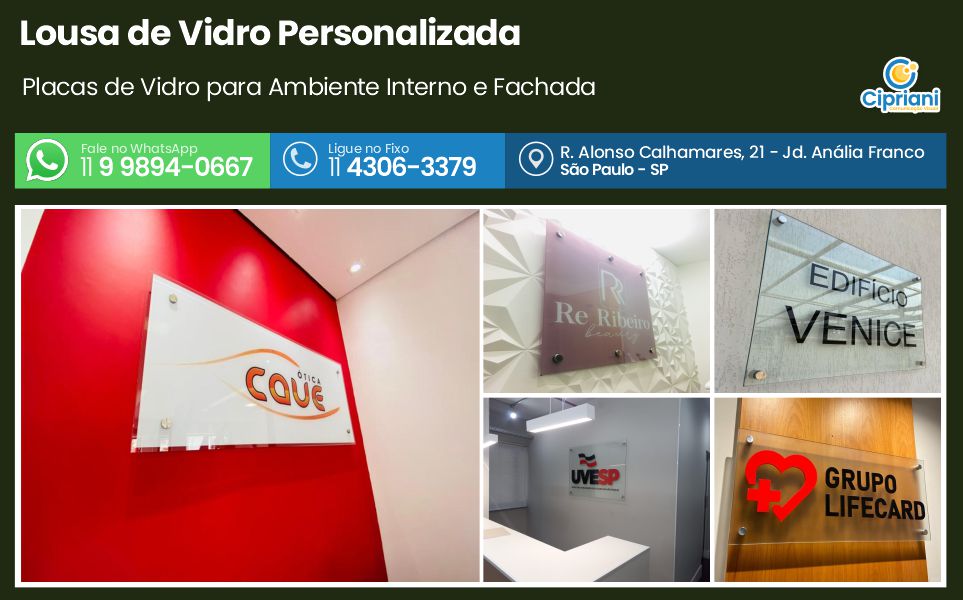 Lousa de Vidro Personalizada  | Cipriani Comunicação Visual em São Paulo SP
