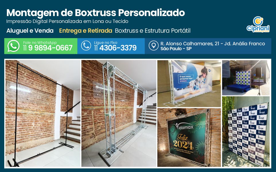 Montagem de Boxtruss Personalizado | Cipriani Comunicação Visual em São Paulo SP