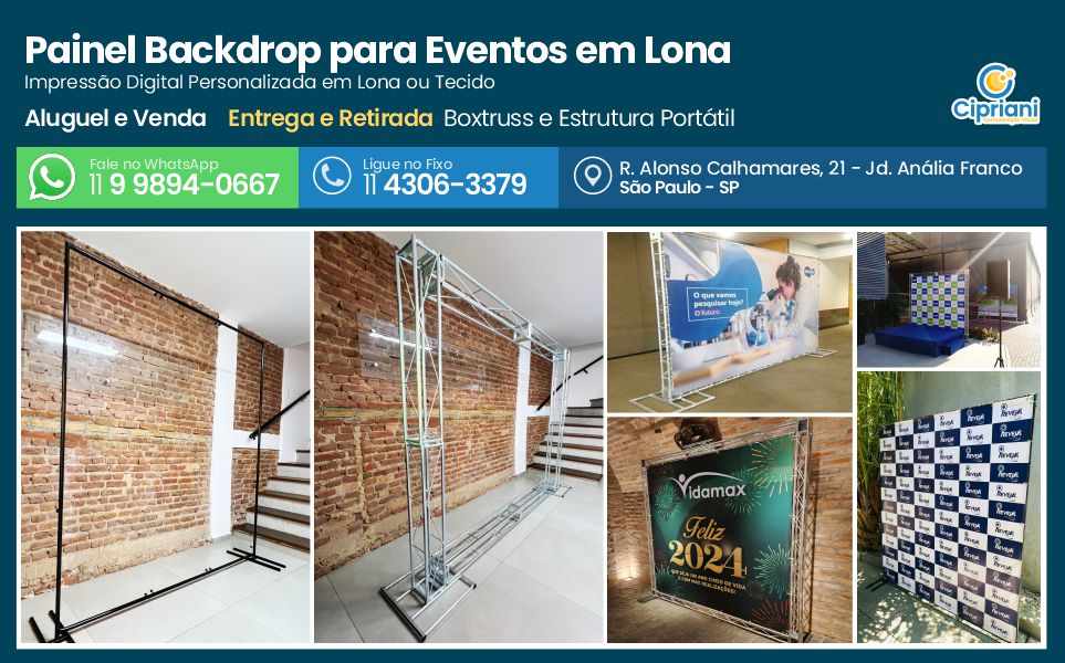 Painel Backdrop para Eventos em Lona | Cipriani Comunicação Visual em São Paulo SP