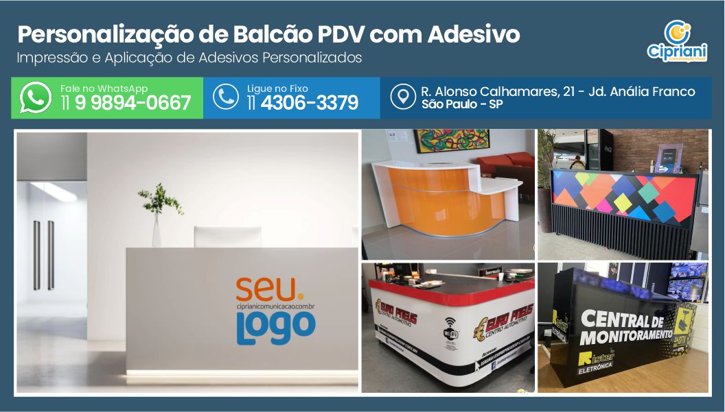 Personalização de Balcão PDV com Adesivo | Cipriani Comunicação Visual em São Paulo SP