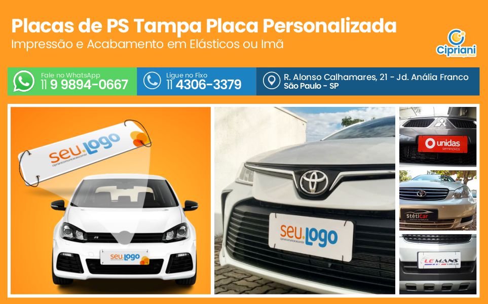 Placas de PS Tampa Placa Personalizada  | Cipriani Comunicação Visual em São Paulo SP