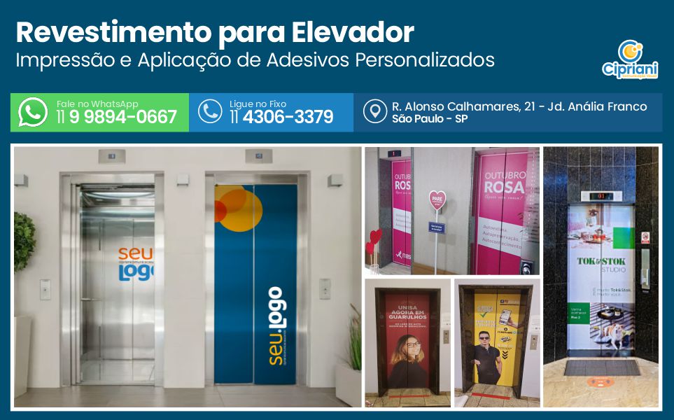 Revestimento para Elevador  | Cipriani Comunicação Visual em São Paulo SP